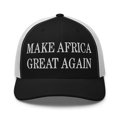 Make Africa Great Again Embroidered Mesh Trucker Hat Black White