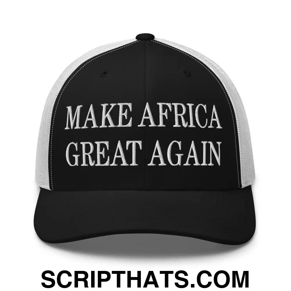 Make Africa Great Again Embroidered Mesh Trucker Hat Black White