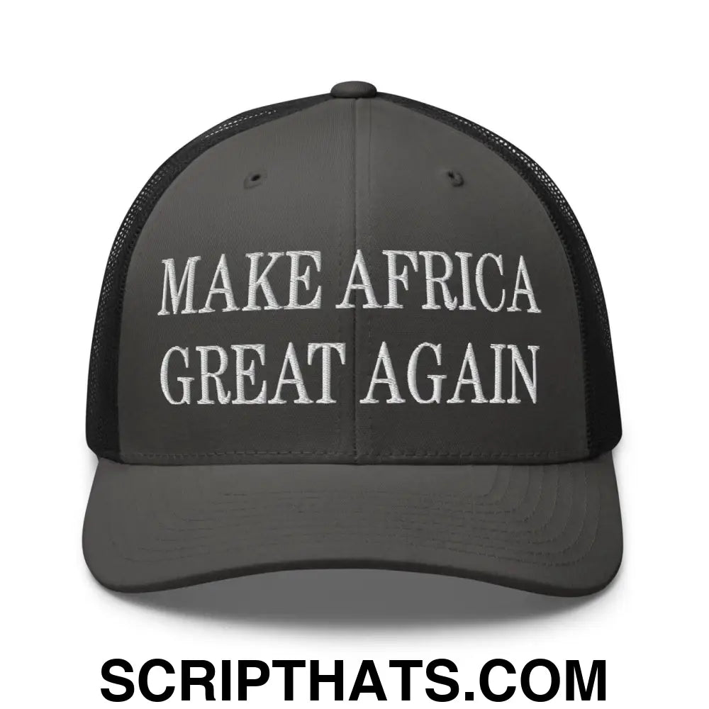 Make Africa Great Again Embroidered Mesh Trucker Hat Charcoal Black