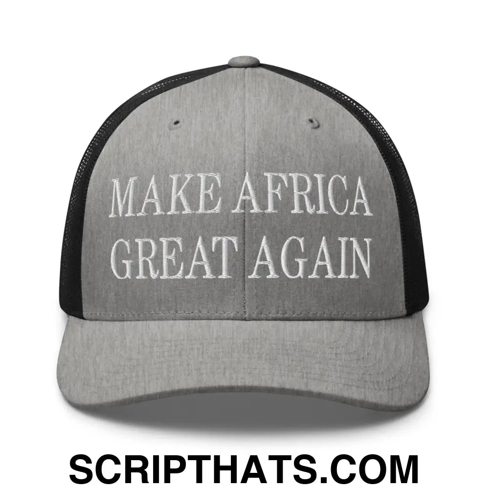 Make Africa Great Again Embroidered Mesh Trucker Hat Heather Black