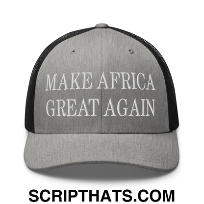 Make Africa Great Again Embroidered Mesh Trucker Hat Heather Black