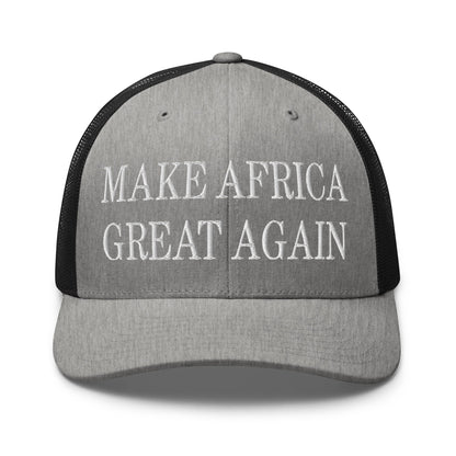 Make Africa Great Again Embroidered Mesh Trucker Hat Heather Black