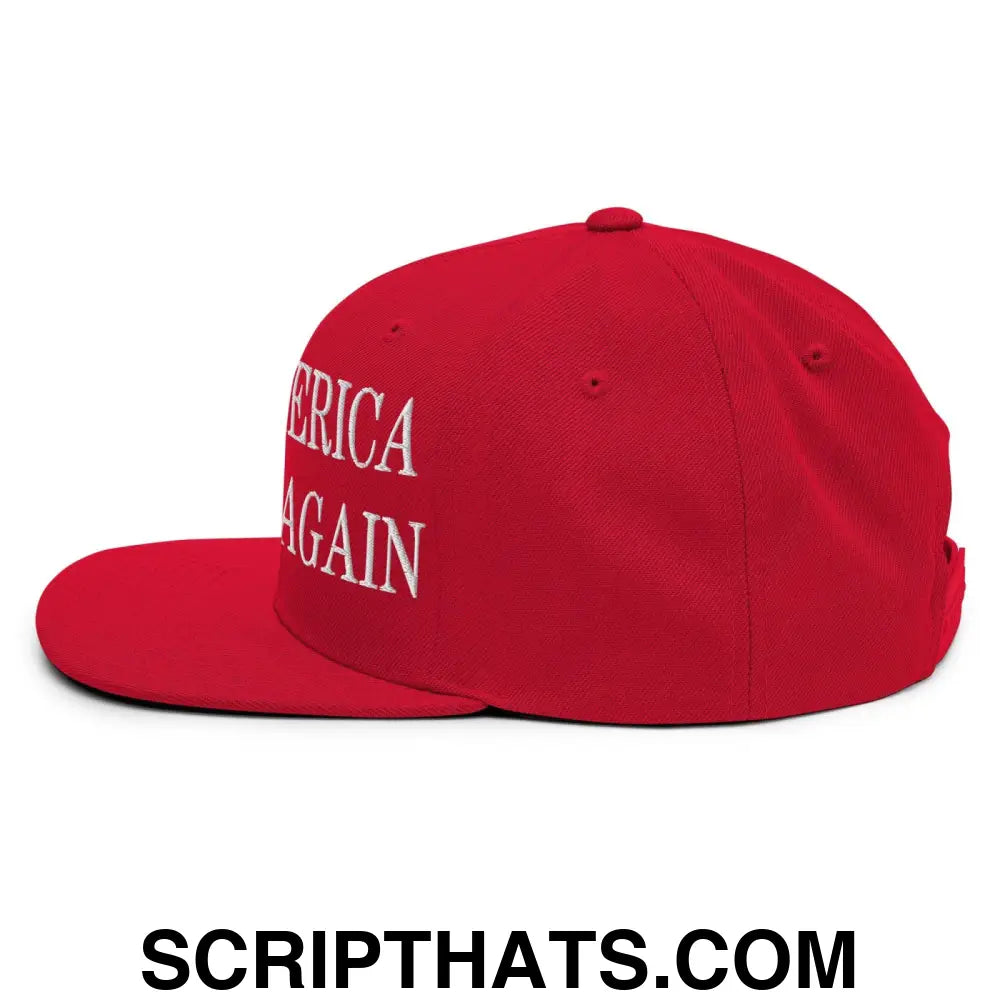 Make America 2 Stroke Again Embroidered Flat Bill Brim Snapback Hat Red