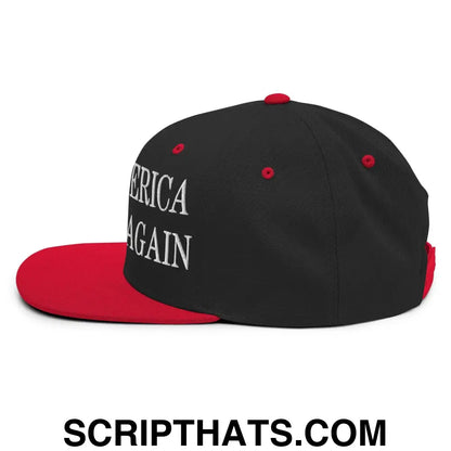 Make America 2 Stroke Again Embroidered Flat Bill Brim Snapback Hat Black Red