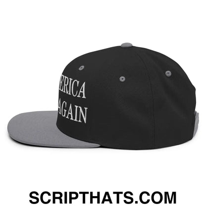 Make America 2 Stroke Again Embroidered Flat Bill Brim Snapback Hat Black Silver