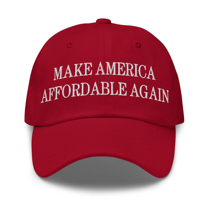 Make America Affordable Again Embroidered Dad Hat Cranberry