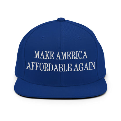 Make America Affordable Again Embroidered Flat Bill Brim Snapback Hat Royal Blue