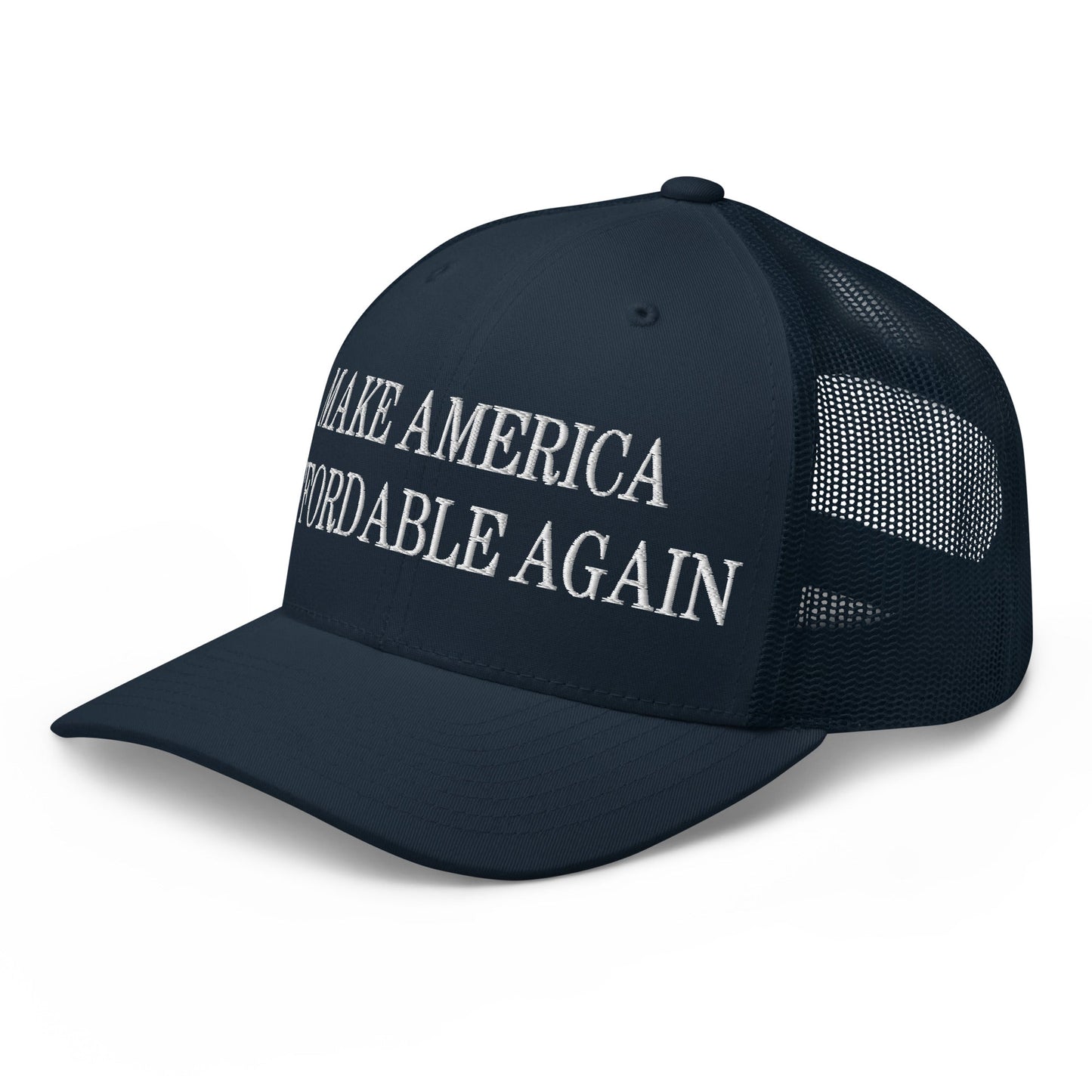 Make America Affordable Again Embroidered Mesh Trucker Hat Navy