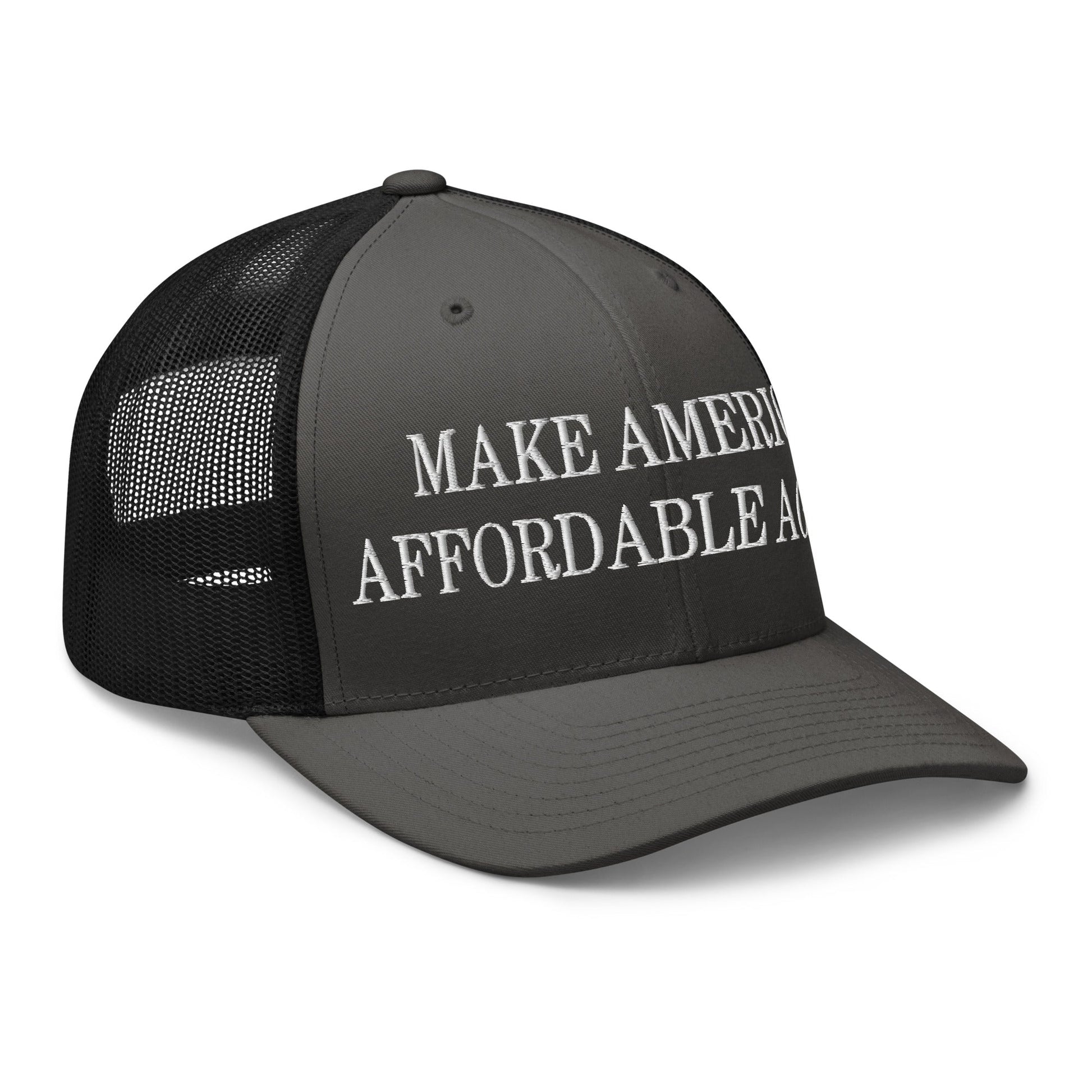 Make America Affordable Again Embroidered Mesh Trucker Hat Charcoal Black