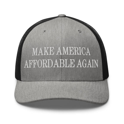 Make America Affordable Again Embroidered Mesh Trucker Hat Heather Black