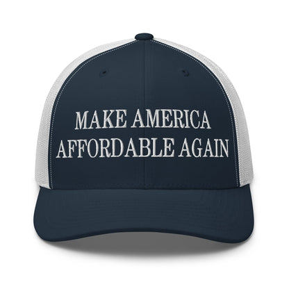 Make America Affordable Again Embroidered Mesh Trucker Hat Navy White