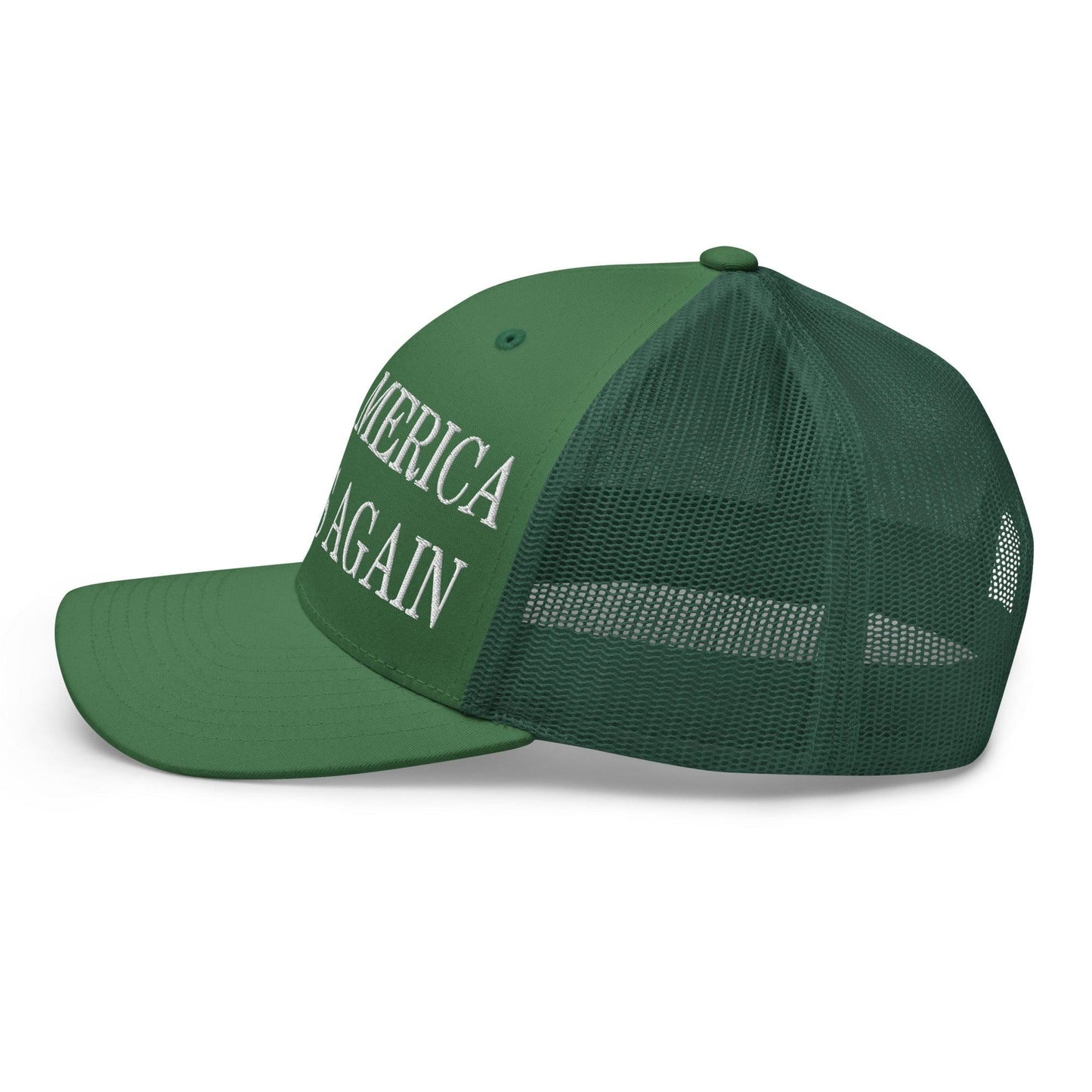 Make America Badass Again Embroidered Mesh Trucker Hat Evergreen