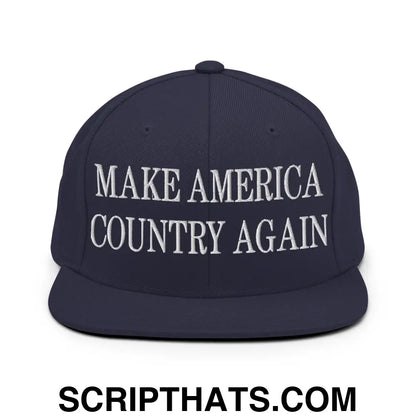 Make America Country Again Embroidered Flat Bill Brim Snapback Hat Navy