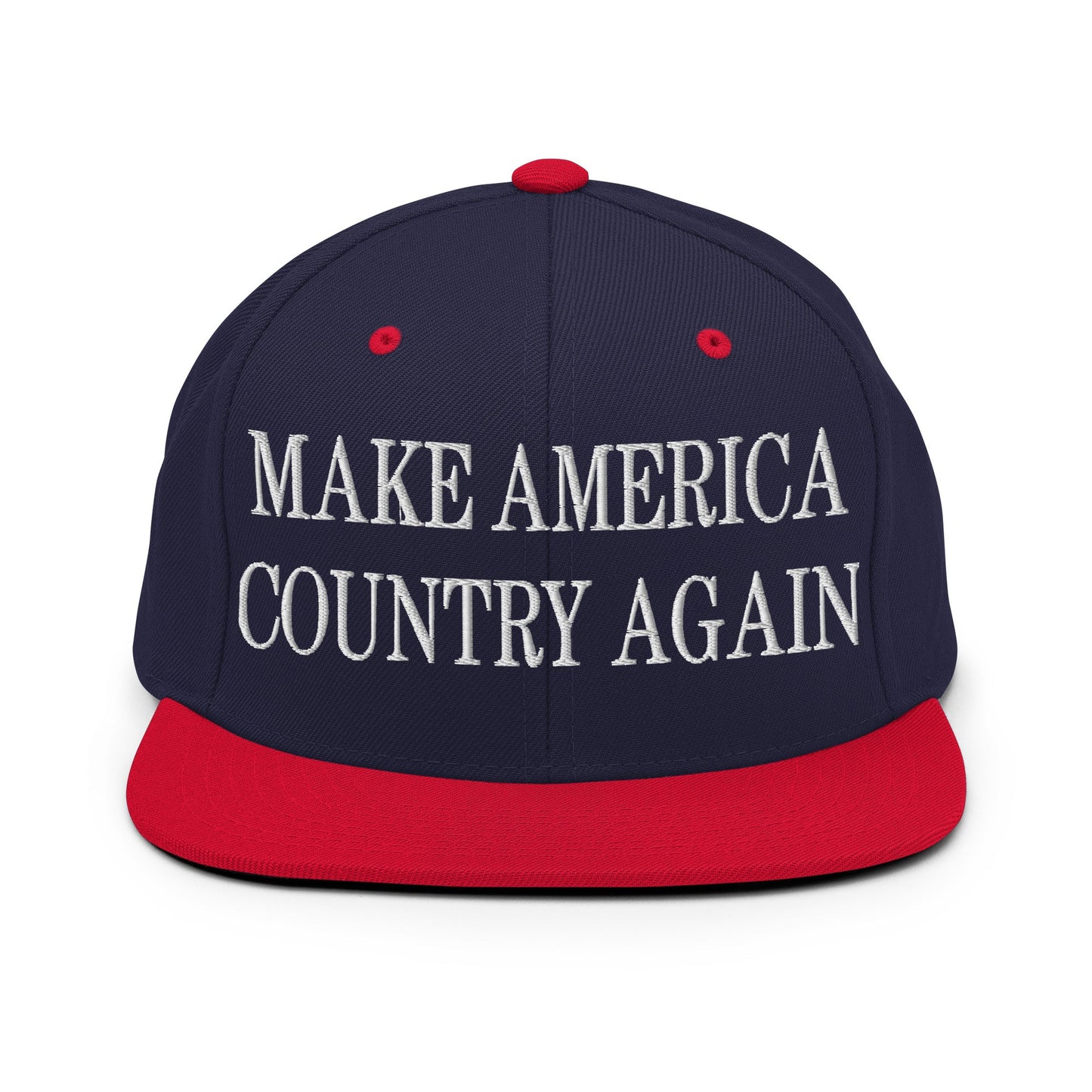 Make America Country Again Embroidered Flat Bill Brim Snapback Hat Navy Red