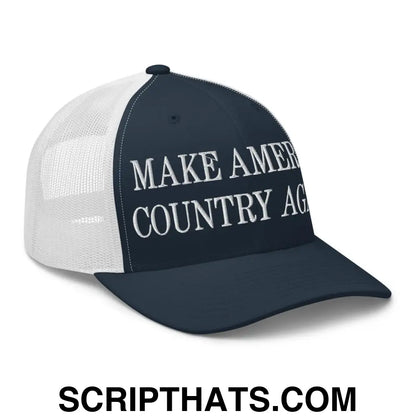 Make America Country Again Embroidered Mesh Trucker Hat Navy White