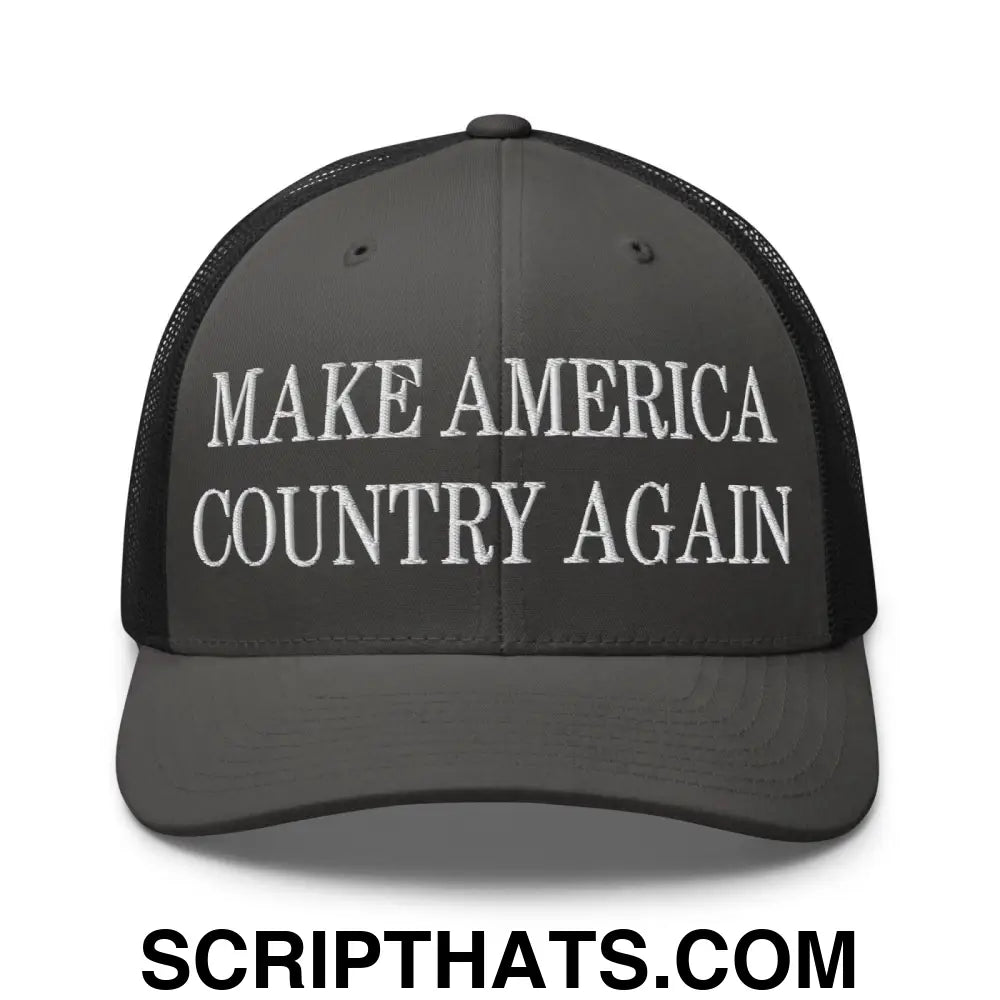 Make America Country Again Embroidered Mesh Trucker Hat Charcoal Black