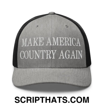 Make America Country Again Embroidered Mesh Trucker Hat Heather Black