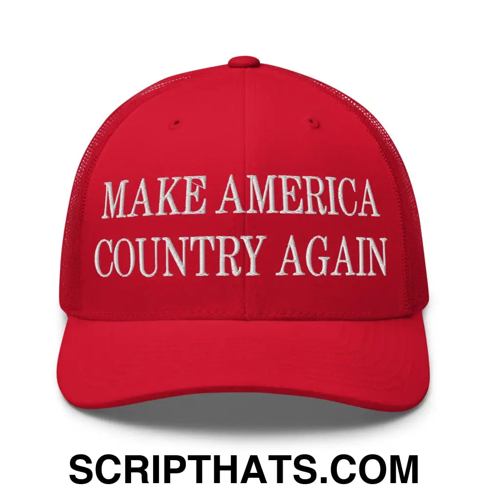 Make America Country Again Embroidered Mesh Trucker Hat Red