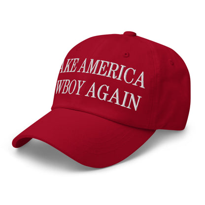 Make America Cowboy Again Embroidered Dad Hat Cranberry