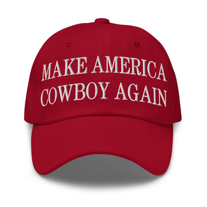 Make America Cowboy Again Embroidered Dad Hat Cranberry