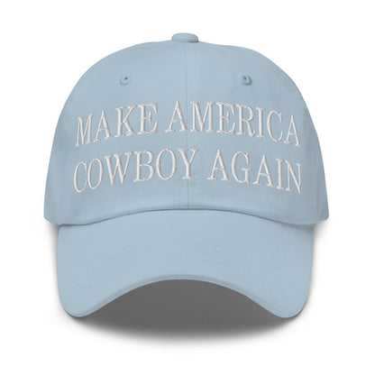 Make America Cowboy Again Embroidered Dad Hat Light Blue