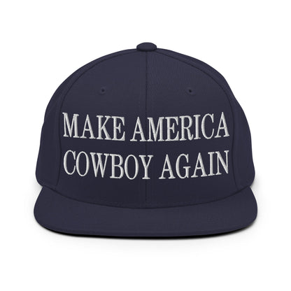 Make America Cowboy Again Embroidered Flat Bill Brim Snapback Hat Navy