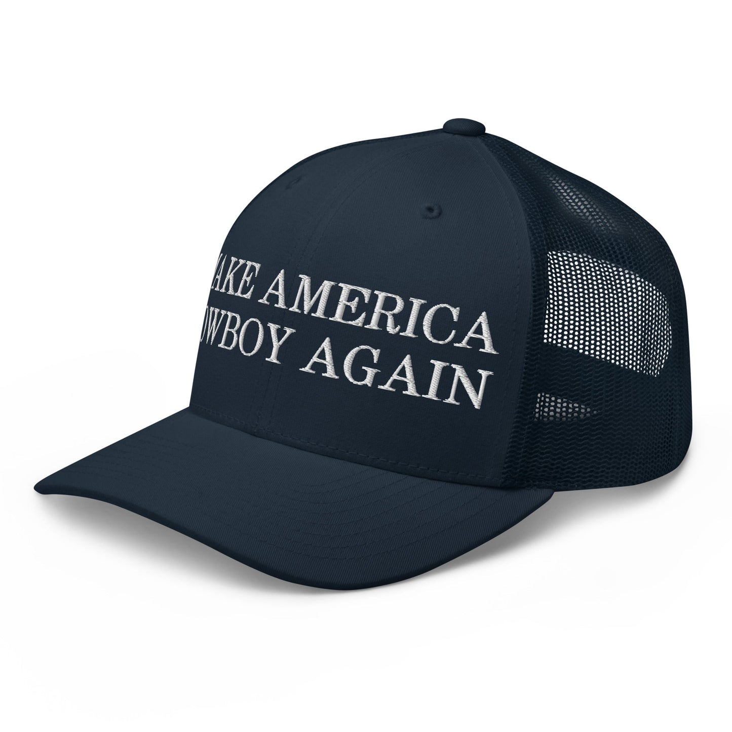 Make America Cowboy Again Retro Trucker Hat Navy