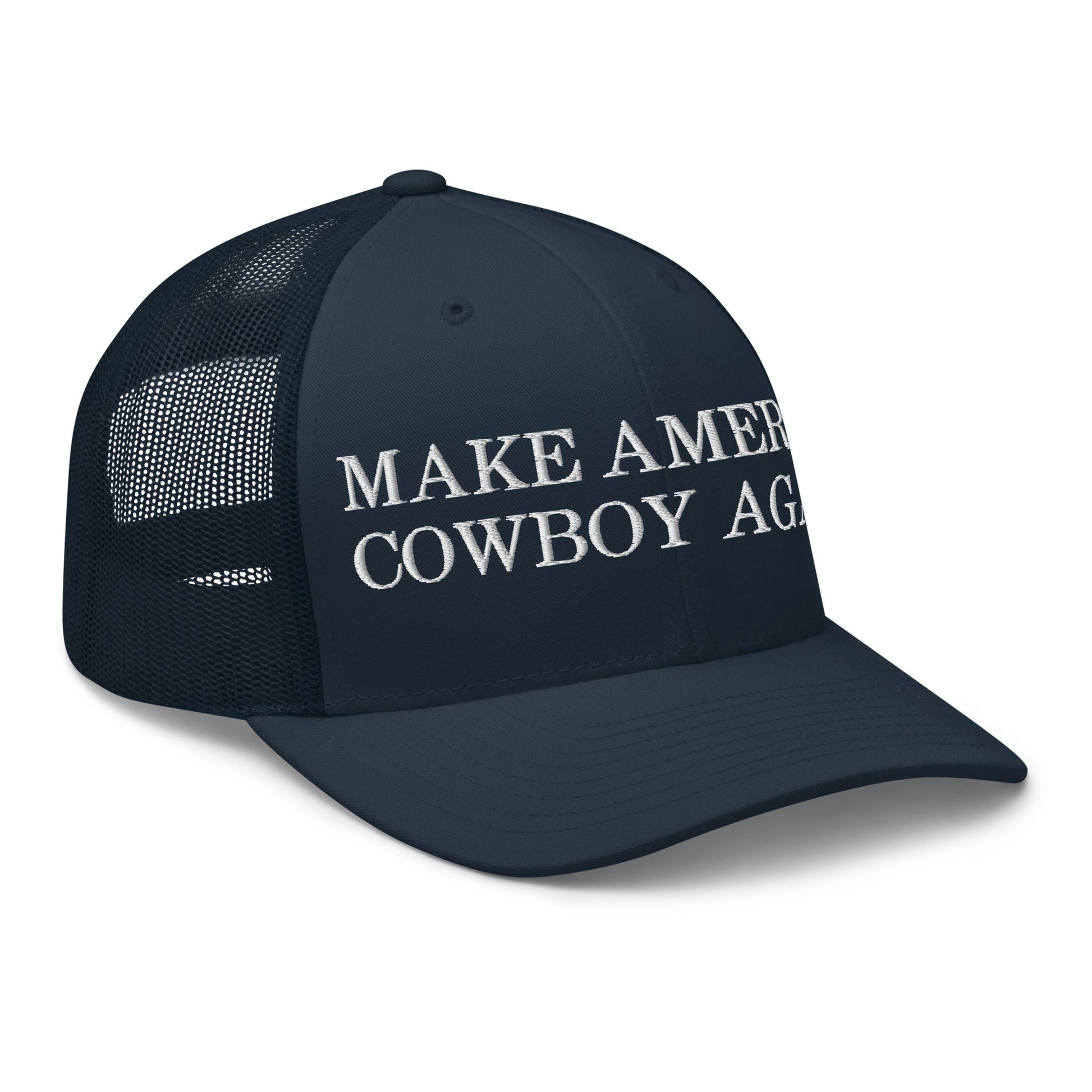 Make America Cowboy Again Retro Trucker Hat Navy