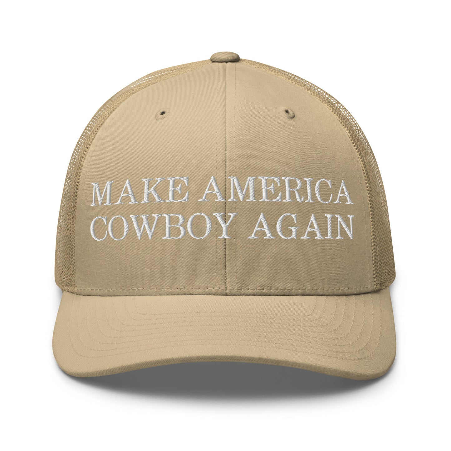 Make America Cowboy Again Retro Trucker Hat Khaki