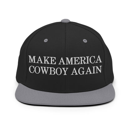 Make America Cowboy Again Snapback Hat Black Silver