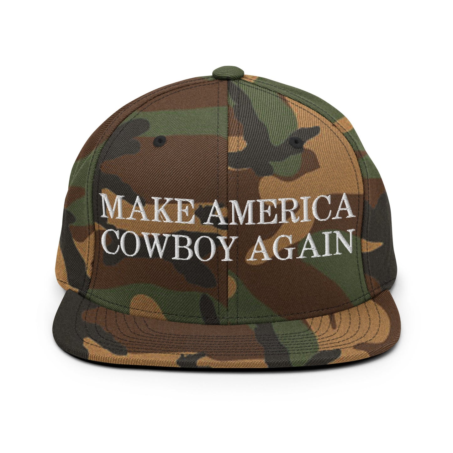 Make America Cowboy Again Snapback Hat Green Camo