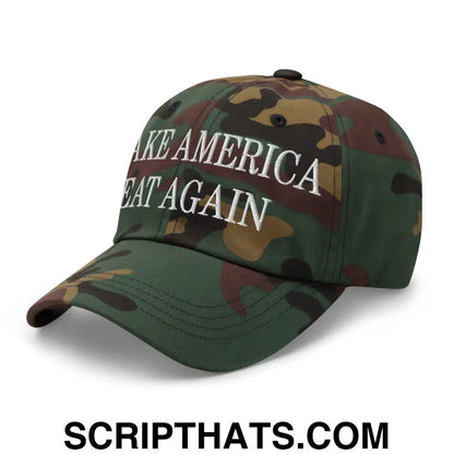 Make America Eat Again Embroidered Dad Hat Green Camo