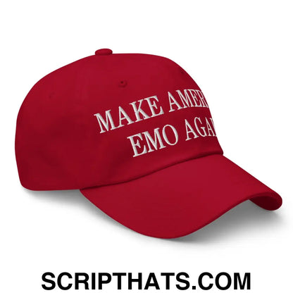 Make America Emo Again Embroidered Dad Hat Cranberry