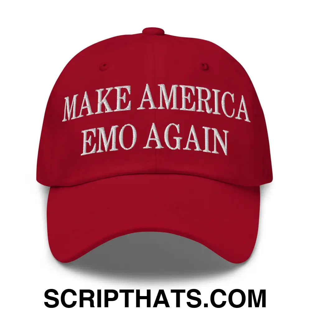 Make America Emo Again Embroidered Dad Hat Cranberry