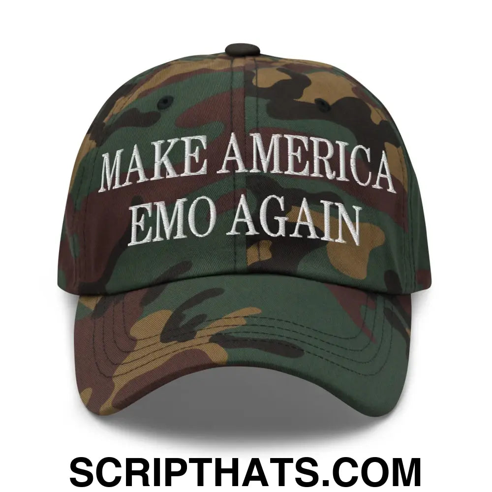 Make America Emo Again Embroidered Dad Hat Green Camo