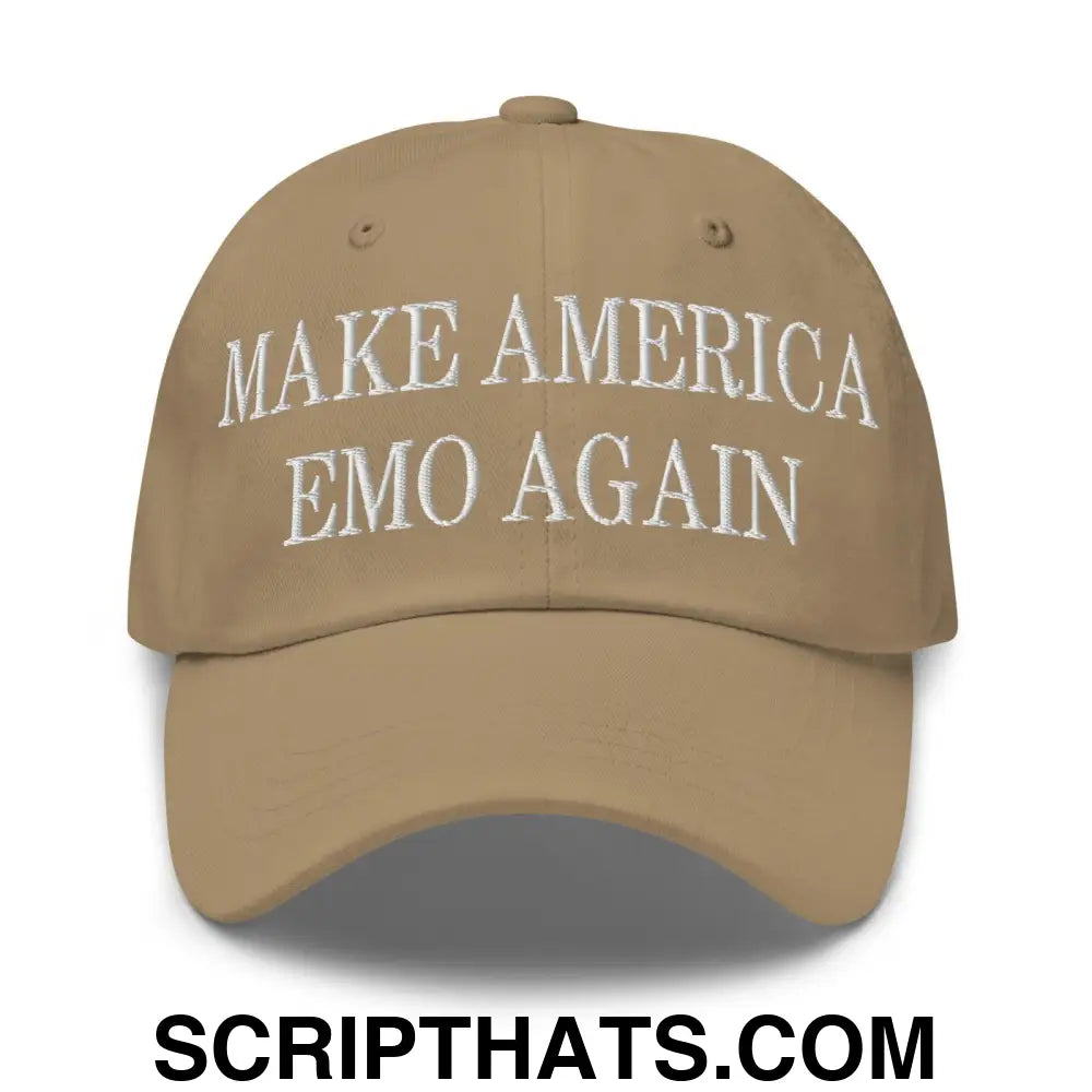 Make America Emo Again Embroidered Dad Hat Khaki