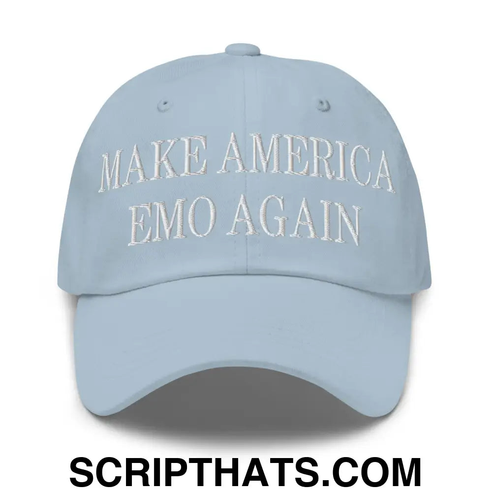 Make America Emo Again Embroidered Dad Hat Light Blue