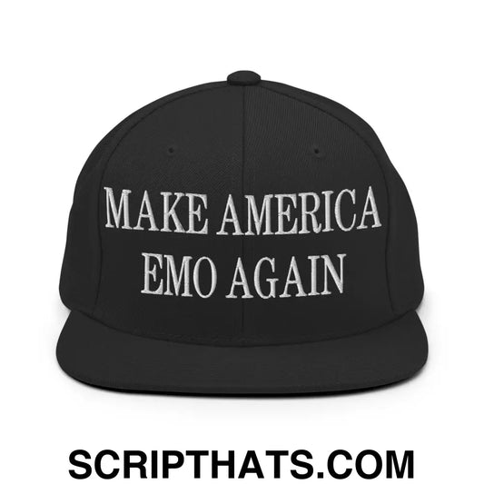 Make America Emo Again Embroidered Flat Bill Brim Snapback Hat Black