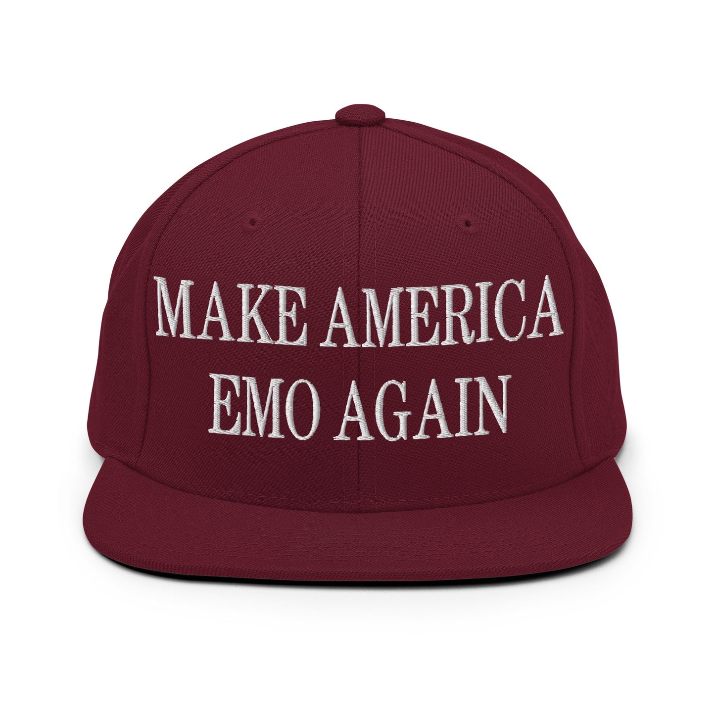 Make America Emo Again Embroidered Flat Bill Brim Snapback Hat Maroon