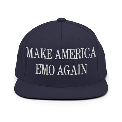 Make America Emo Again Embroidered Flat Bill Brim Snapback Hat Navy