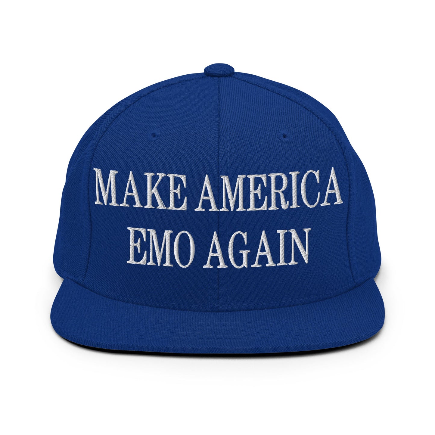 Make America Emo Again Embroidered Flat Bill Brim Snapback Hat Royal Blue