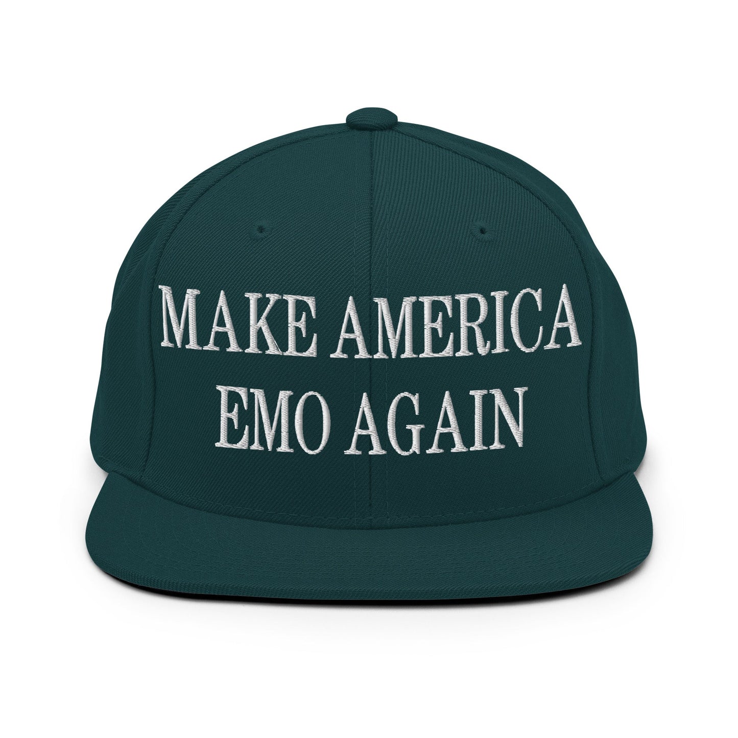 Make America Emo Again Embroidered Flat Bill Brim Snapback Hat Spruce