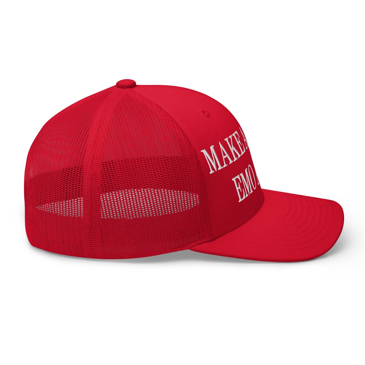 Make America Emo Again Embroidered Mesh Trucker Hat Red