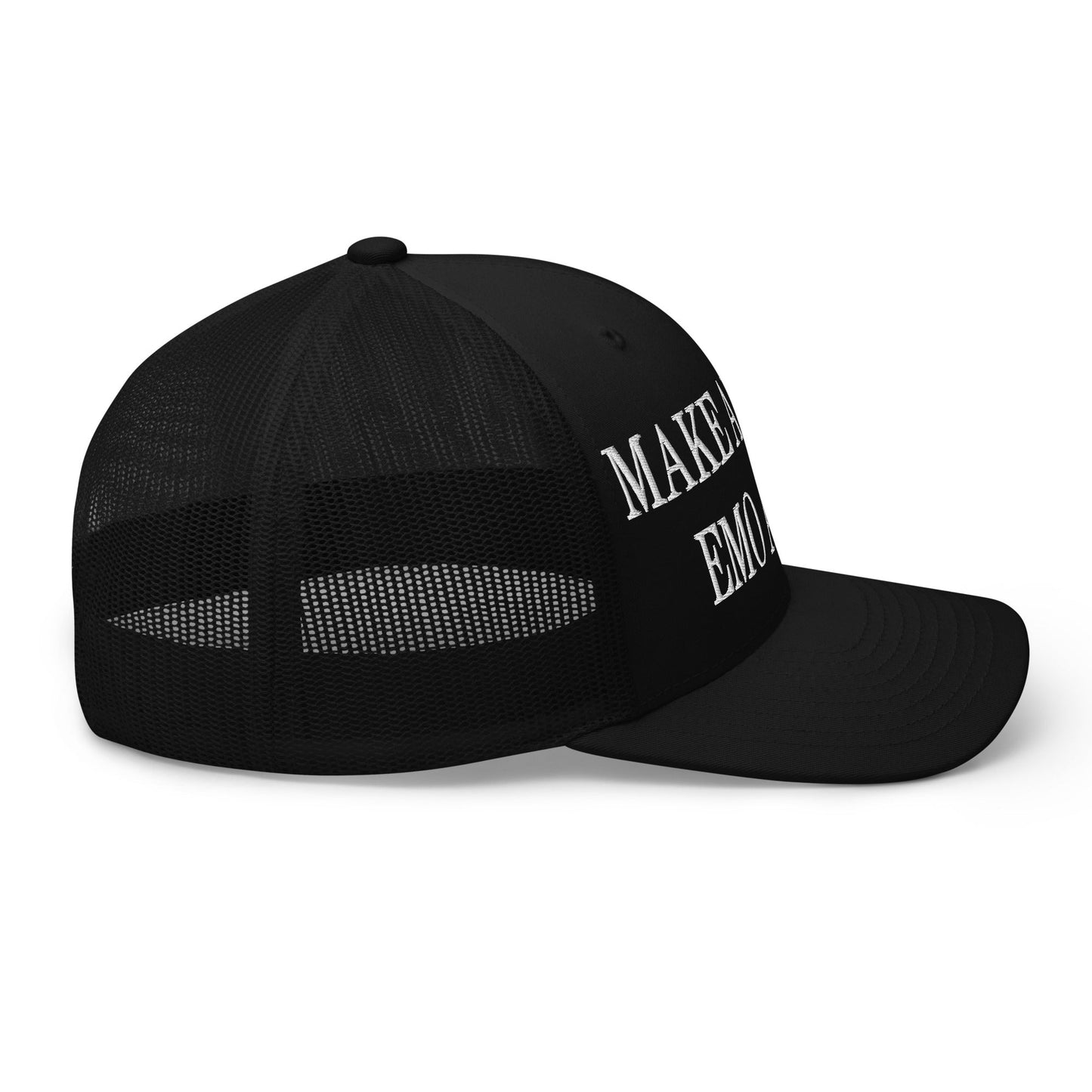 Make America Emo Again Embroidered Mesh Trucker Hat Black