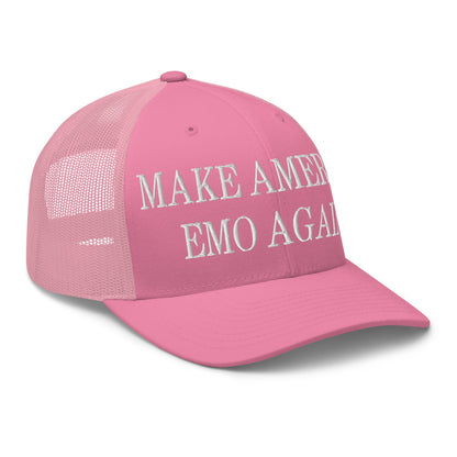 Make America Emo Again Embroidered Mesh Trucker Hat Pink