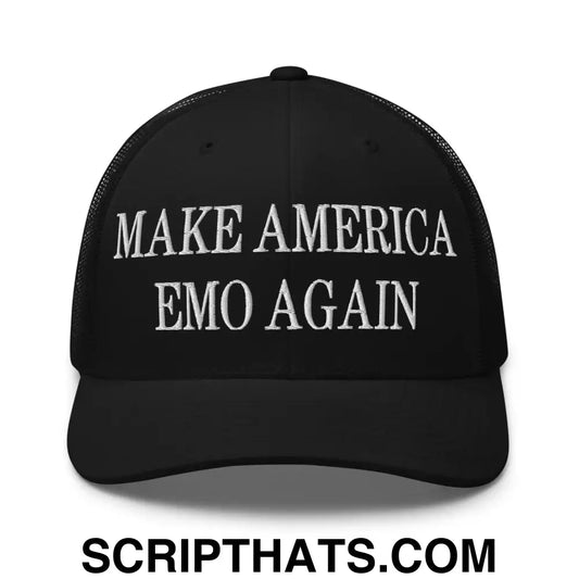 Make America Emo Again Embroidered Mesh Trucker Hat Black