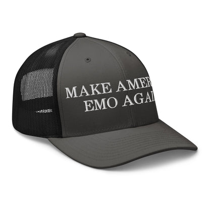 Make America Emo Again Retro Trucker Hat Charcoal Black