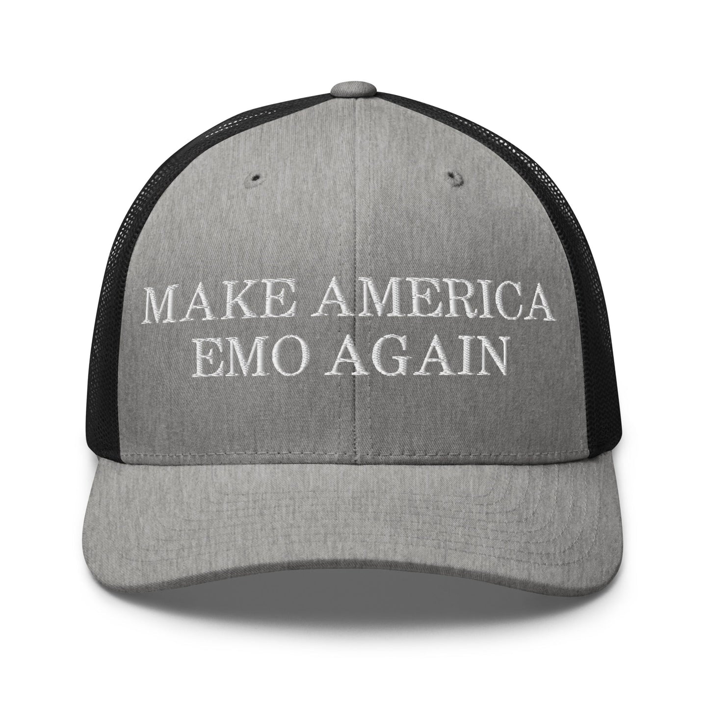 Make America Emo Again Retro Trucker Hat Heather Black