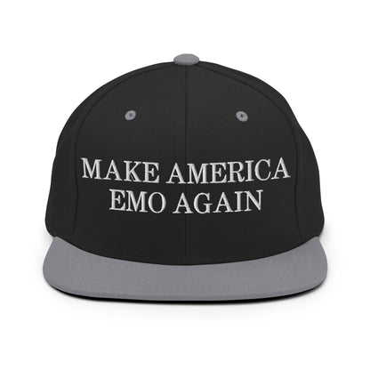 Make America Emo Again Snapback Hat Black Silver