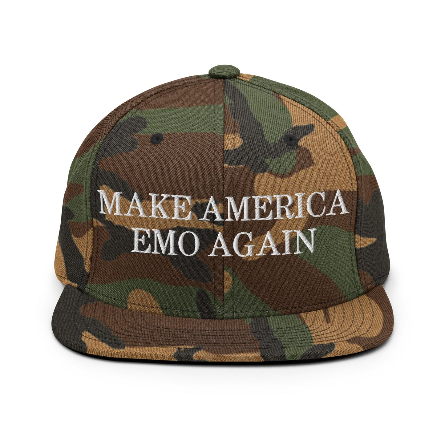 Make America Emo Again Snapback Hat Green Camo